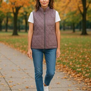 Eddie Bauer Full Zip Front Pockets Quilted Vest